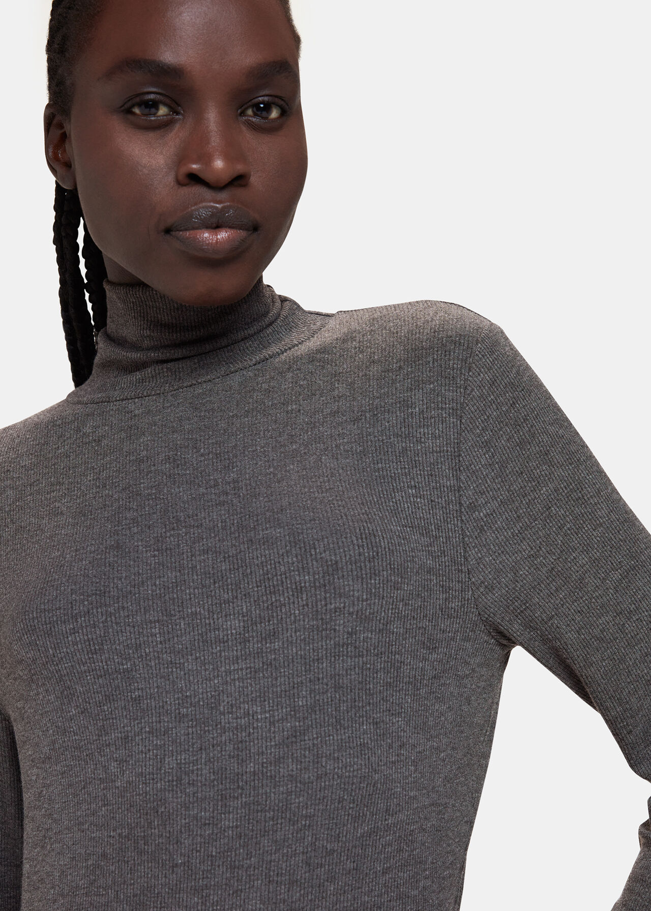 Dark Grey Essential Ribbed Polo | WHISTLES