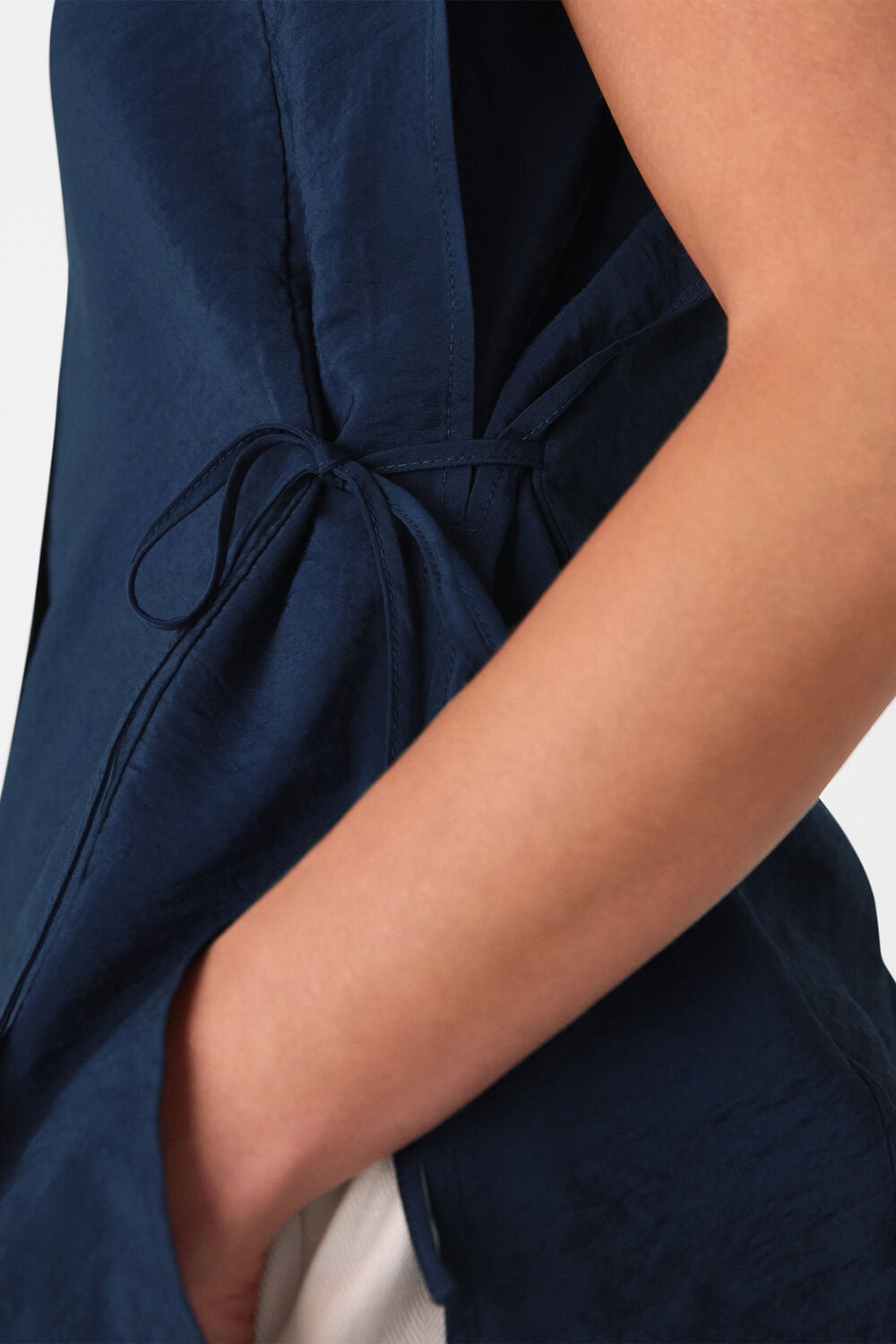 Navy Button Down Tie Side Shirt