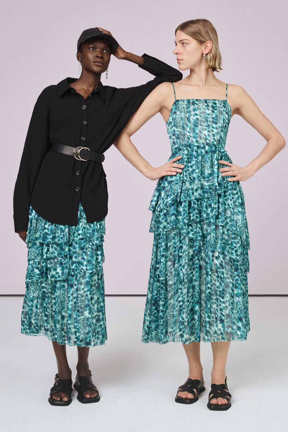 Green Watercolour Wildcat Tier Dress