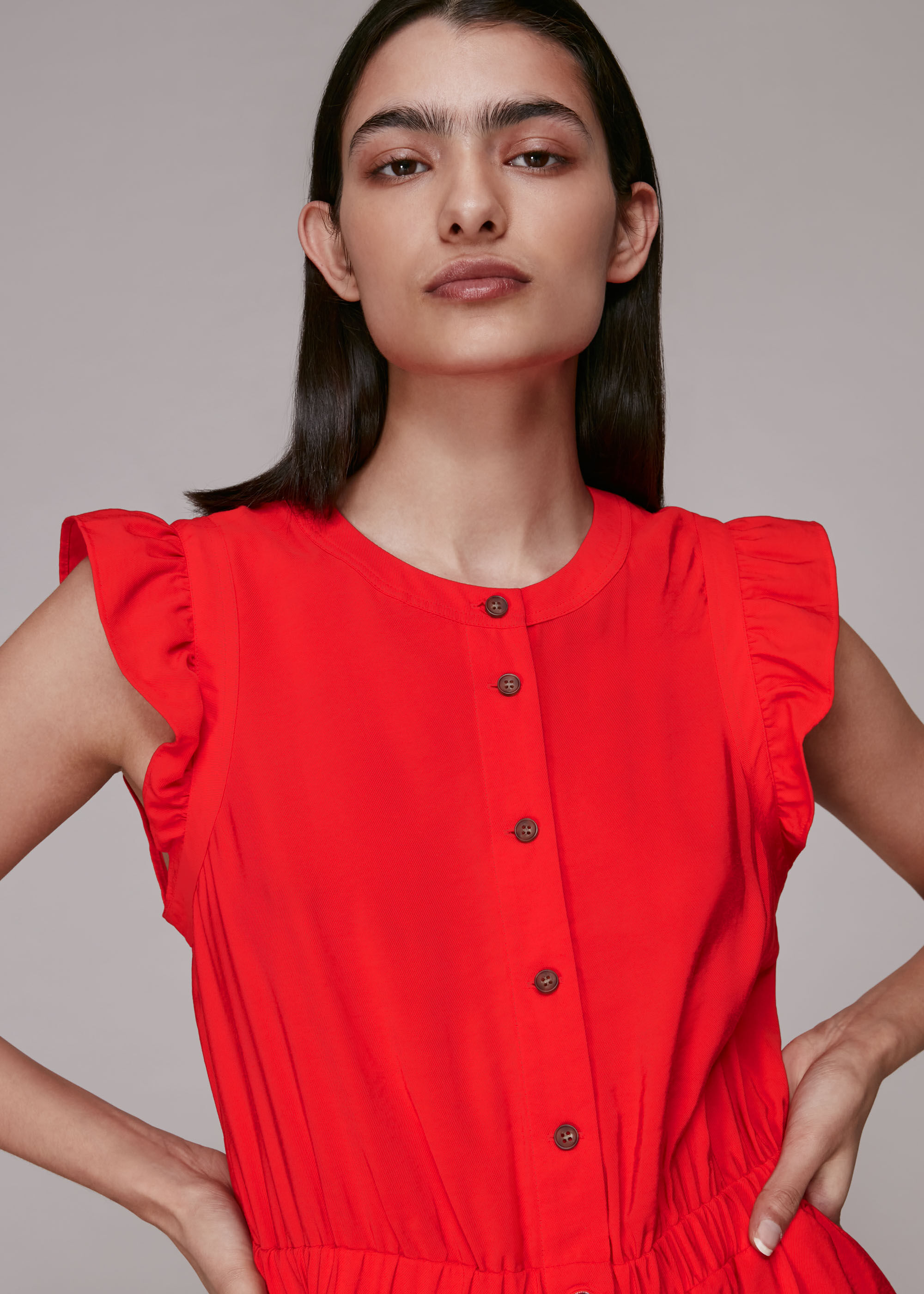 Red frill jumpsuit hot sale