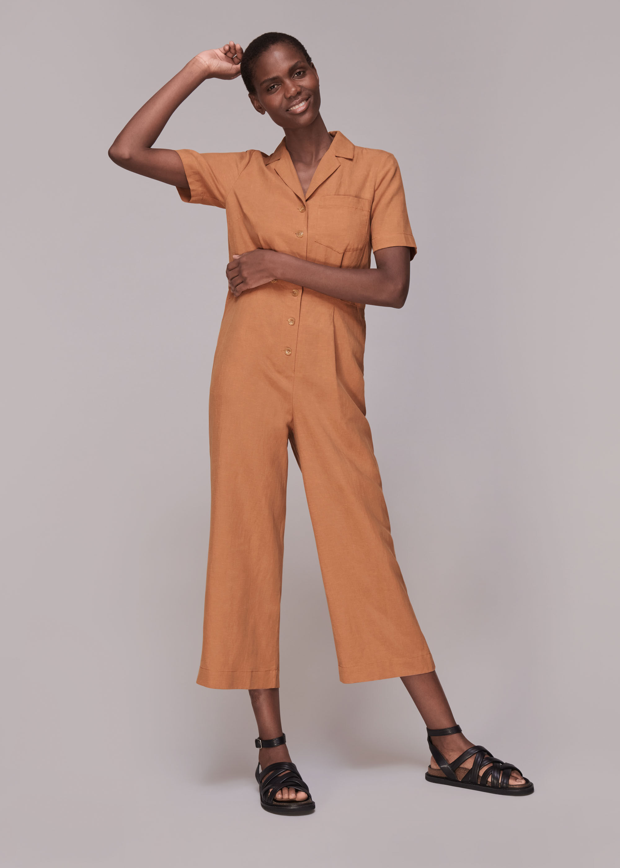 Rust Amee Relaxed Jumpsuit | WHISTLES | Whistles US |