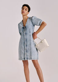 Acid Wash Tie Denim Dress