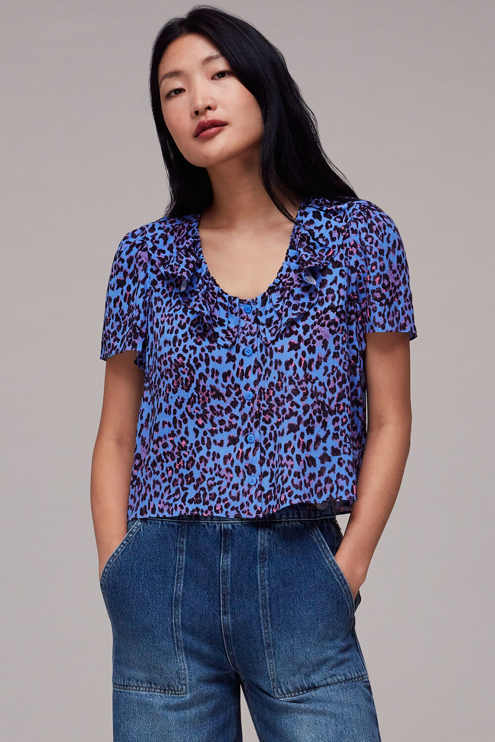 Purple Animal Cheetah Blouse