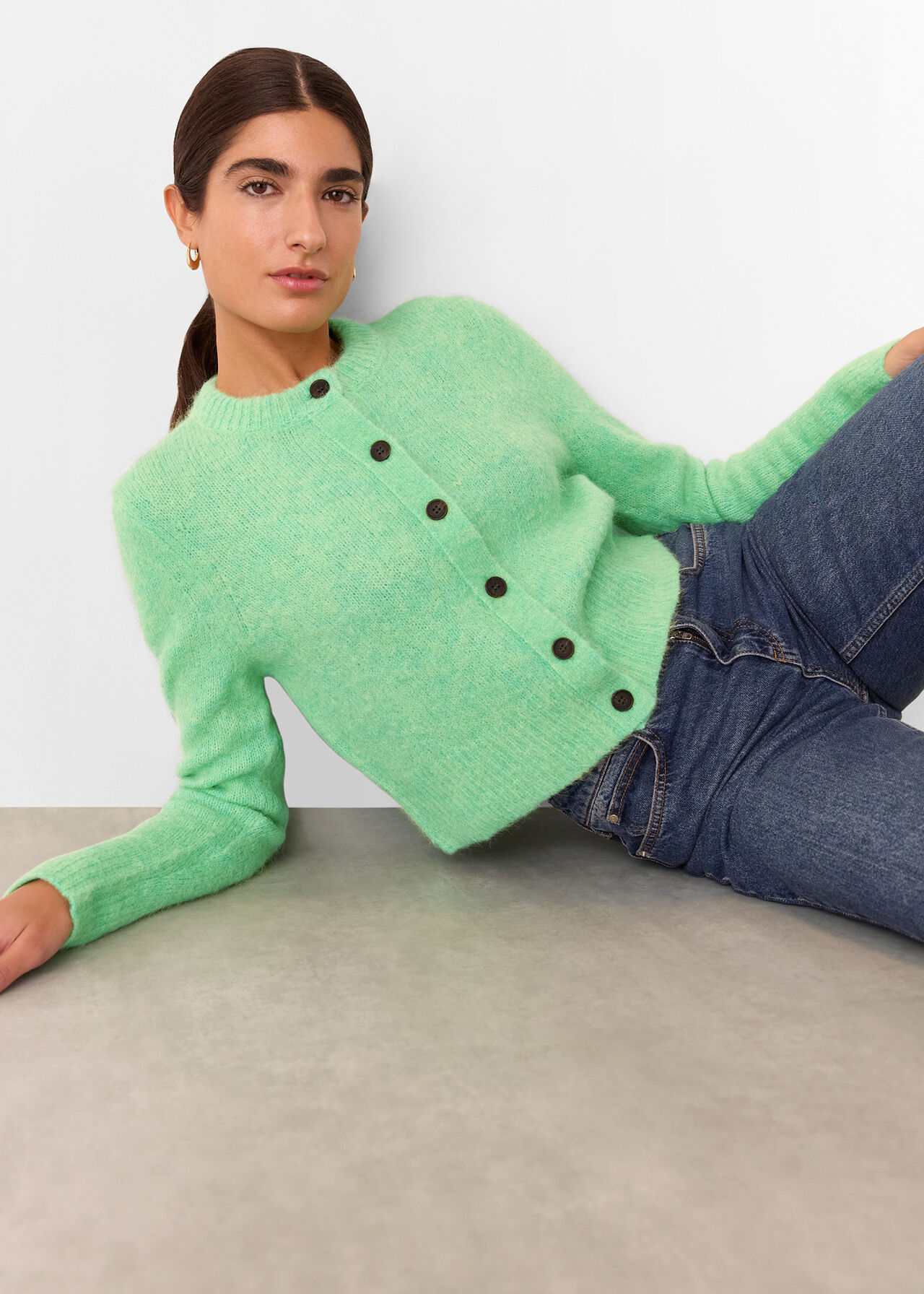 Alpaca Crew Neck Cardigan