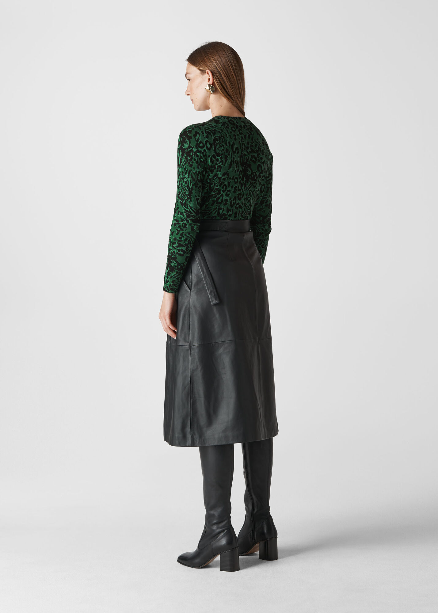 Green/Multi Jungle Cat Crew Neck Knit WHISTLES Whistles UK