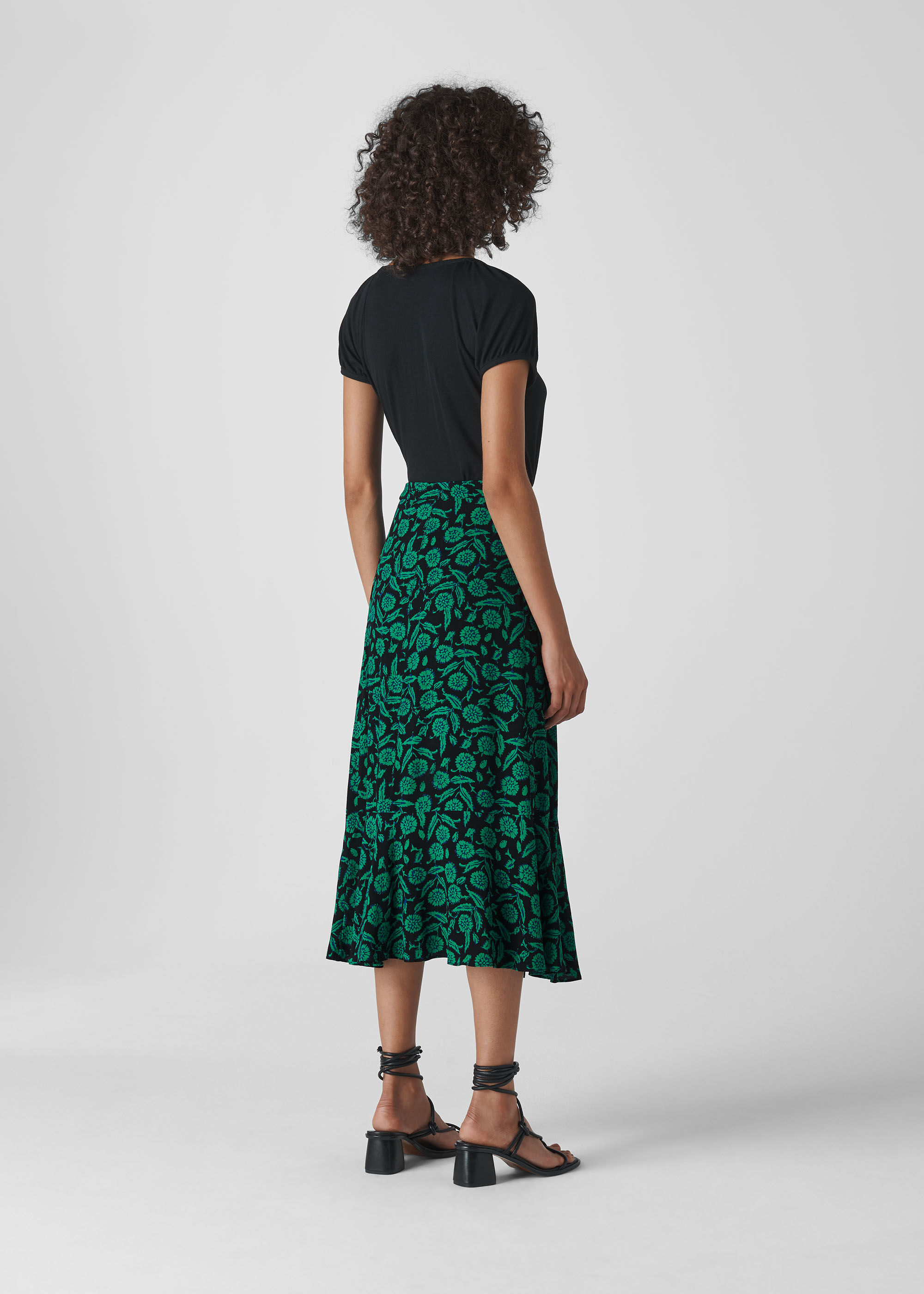 Block Floral Wrap Skirt