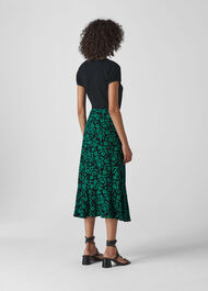 Block Floral Wrap Skirt