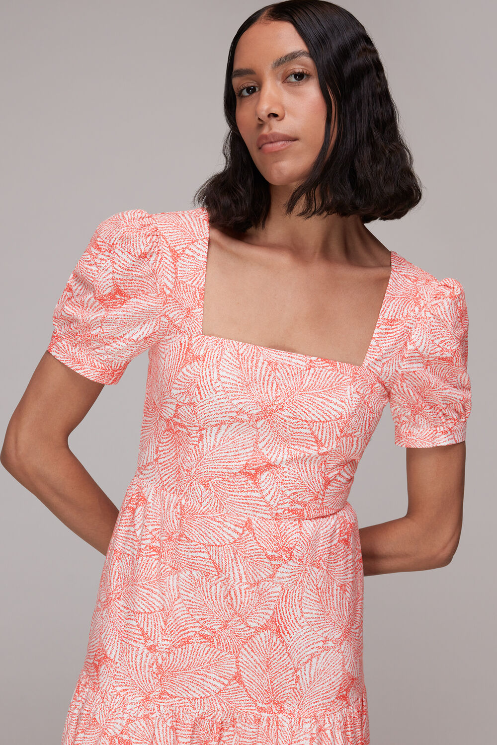 Speckled Leaf Poplin Dress