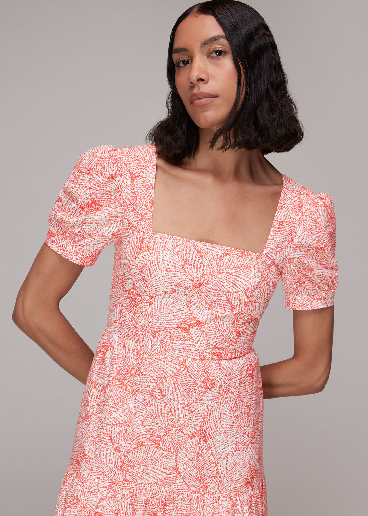 Speckled Leaf Poplin Dress