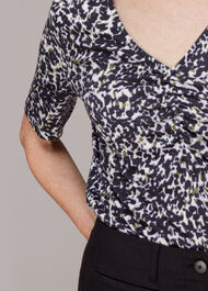 Smudge Leopard V Neck Tee