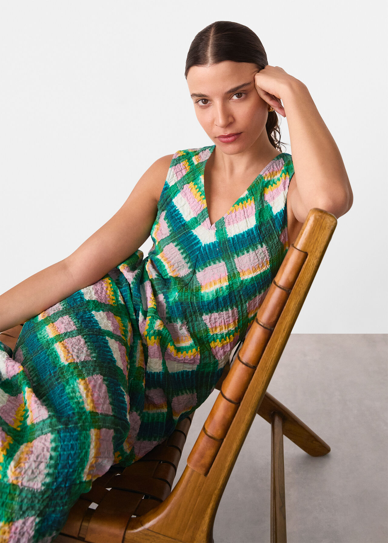 Sleeveless Checked Dress