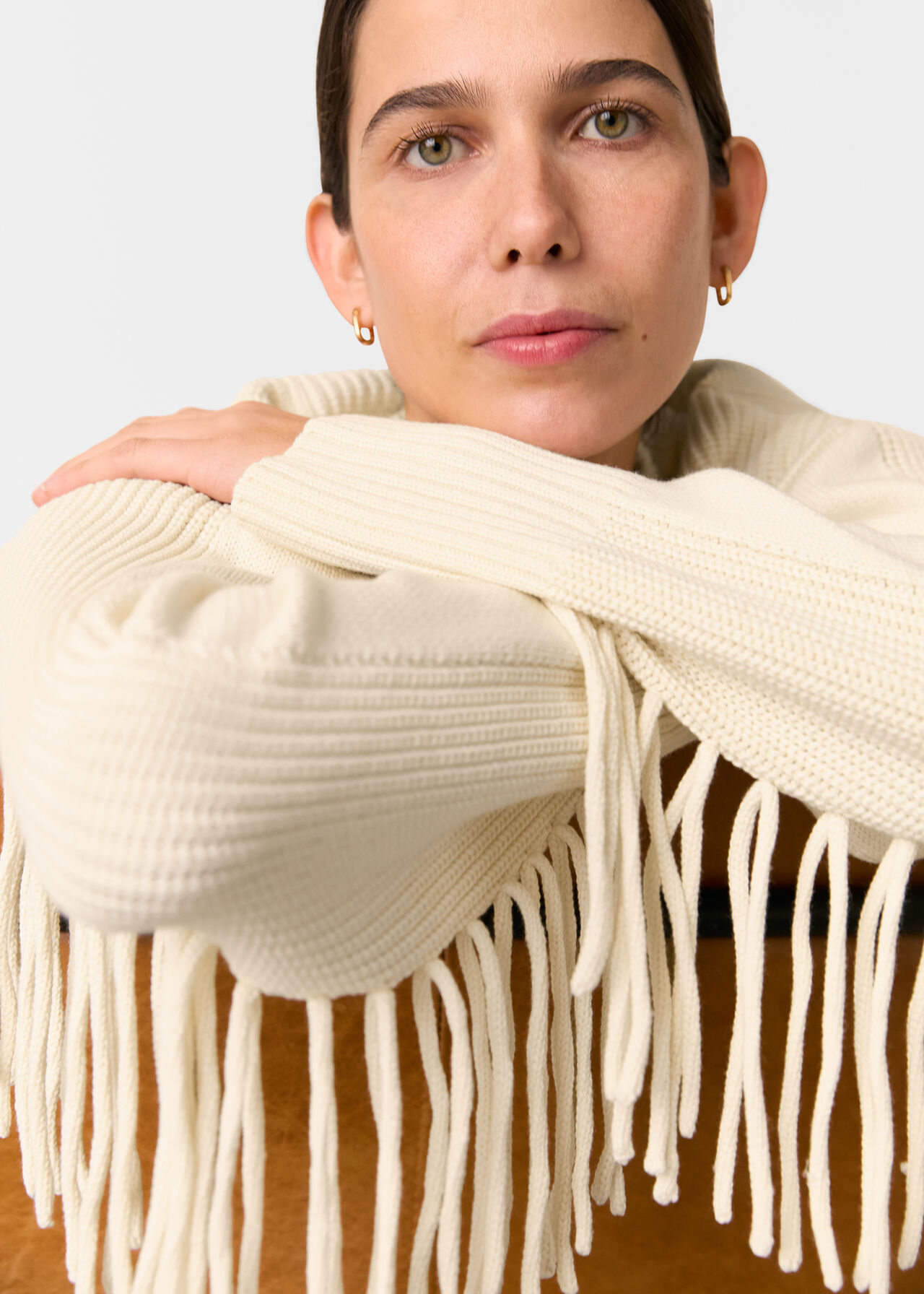 Fringed Rib Detail Sweater