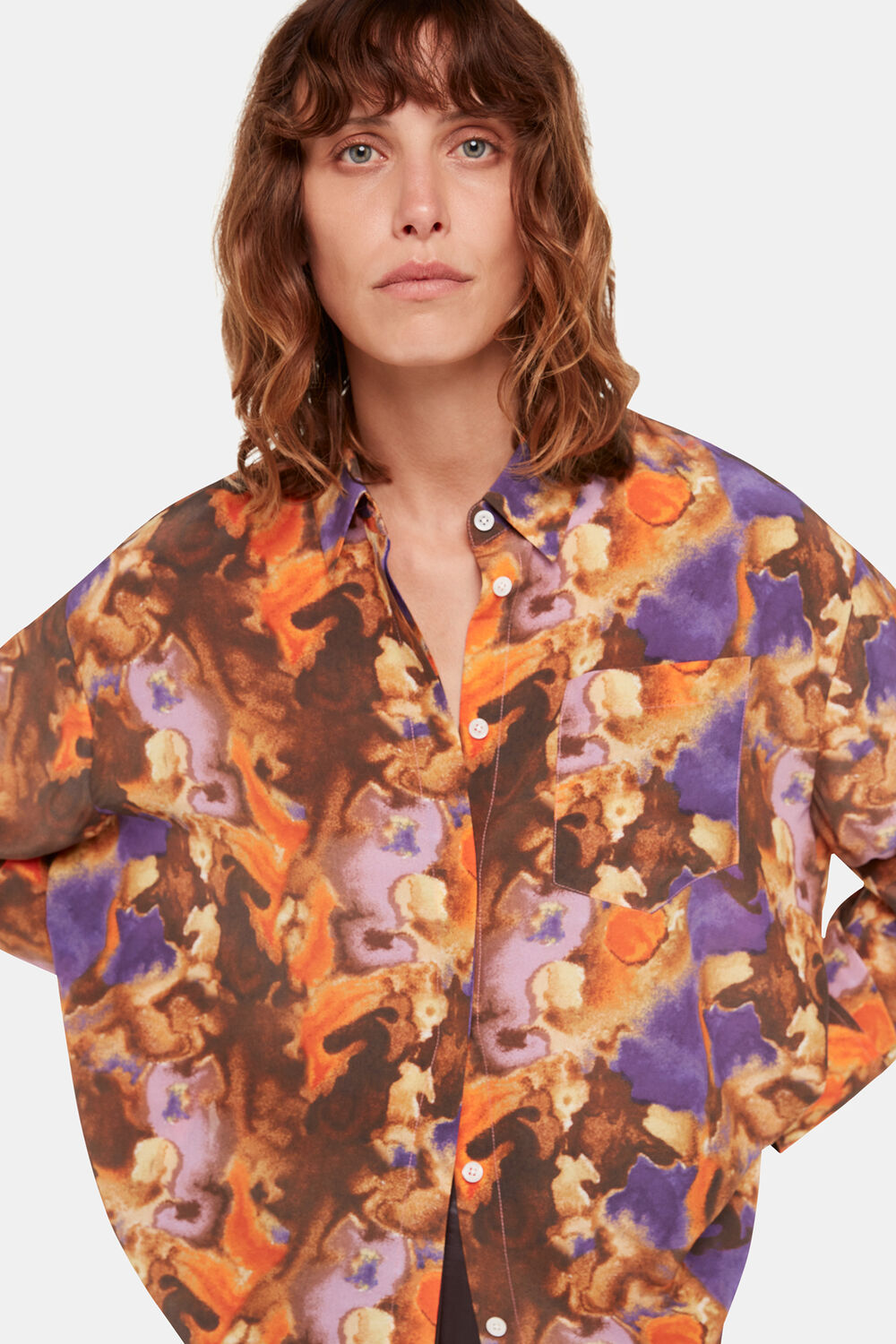 Sprayed Texture Silk Shirt