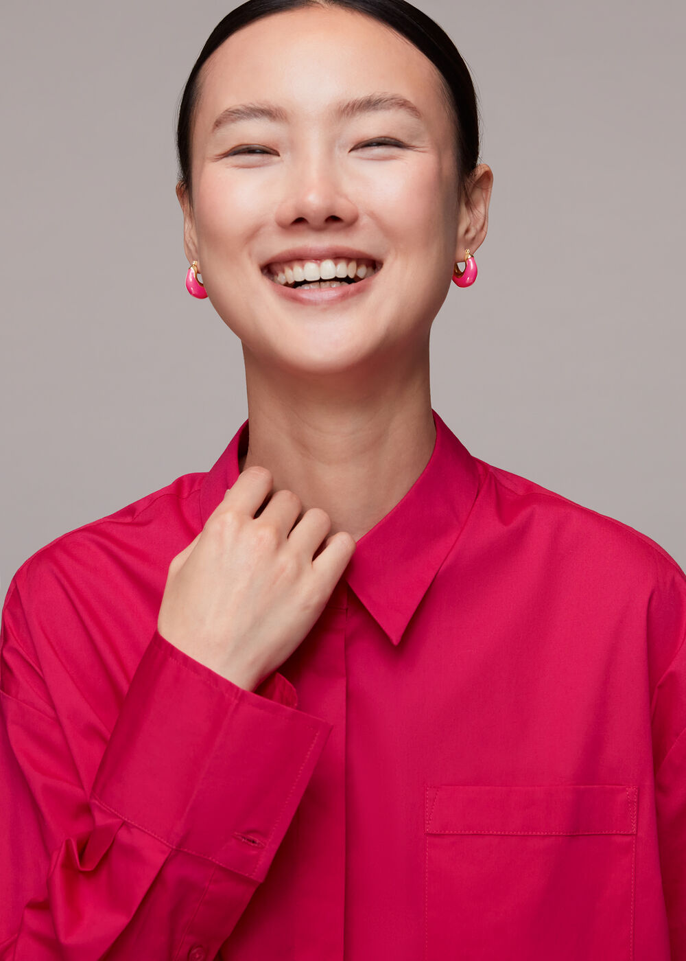 Enamel Curved Earring