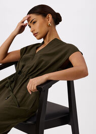 Petite Sleeveless Drawstring Jumpsuit