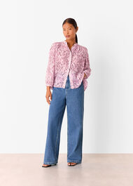 Petite Leopard Pleat Detail Shirt