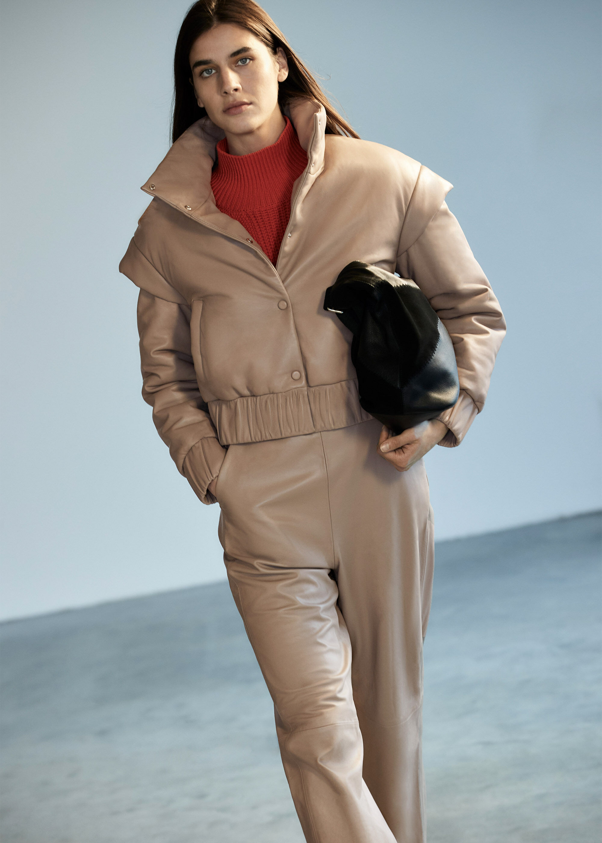 Whistles leather top puffer jacket
