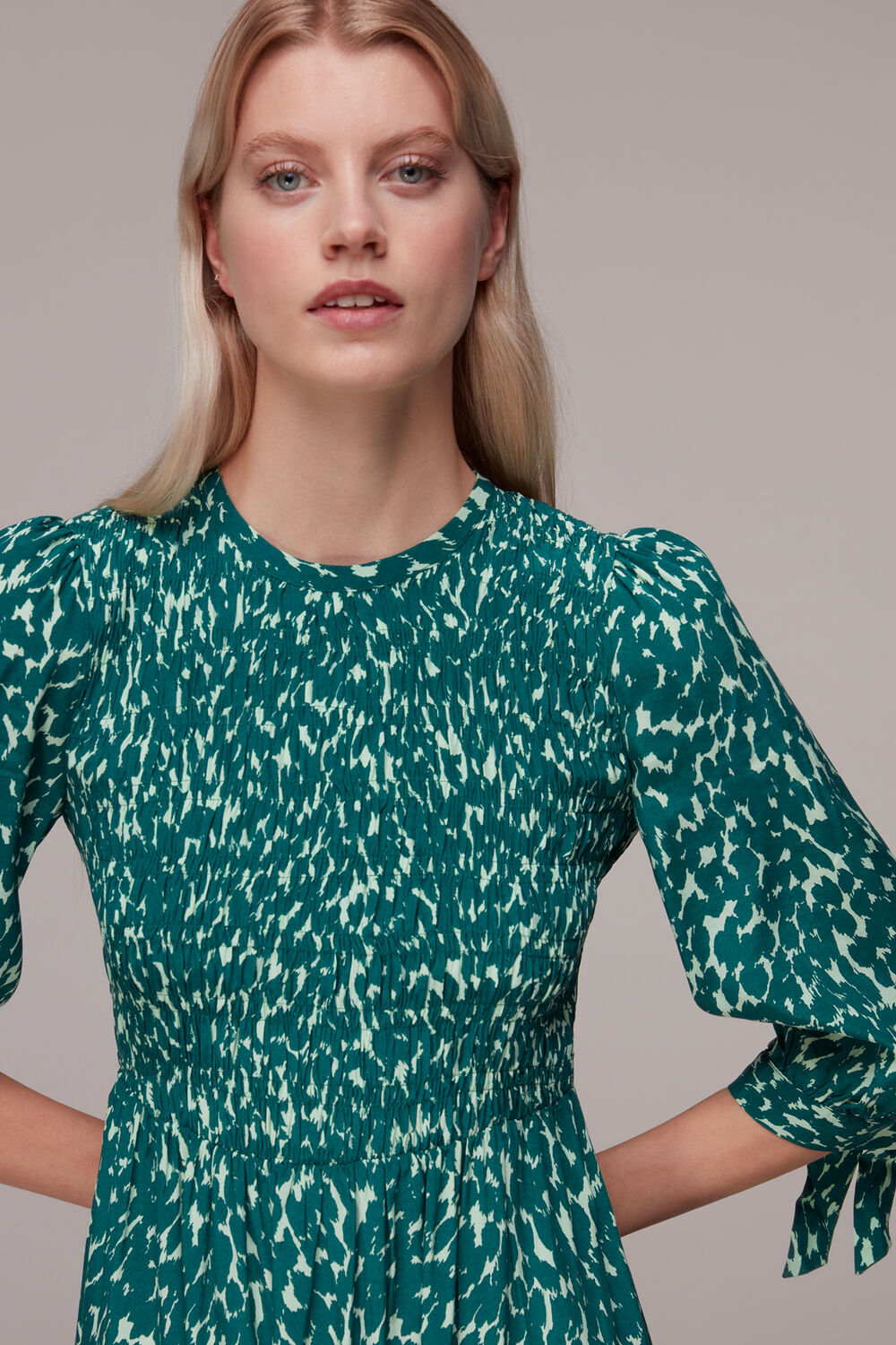 Sahara Cat Shirred Midi Dress