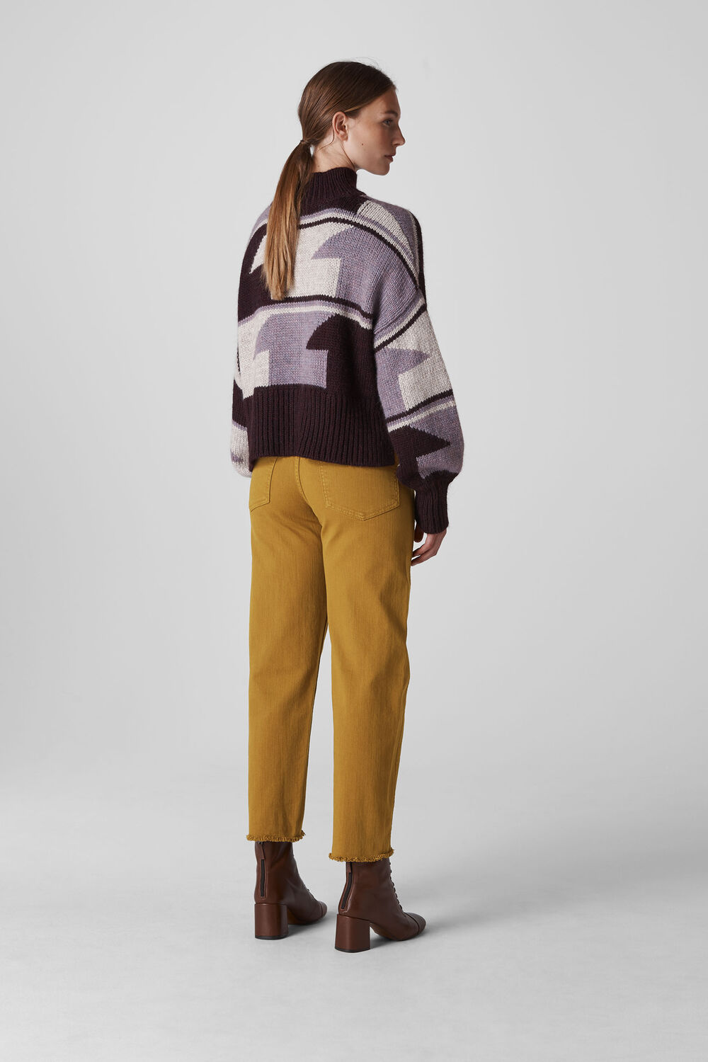 High Waist Barrel Leg Jean Camel