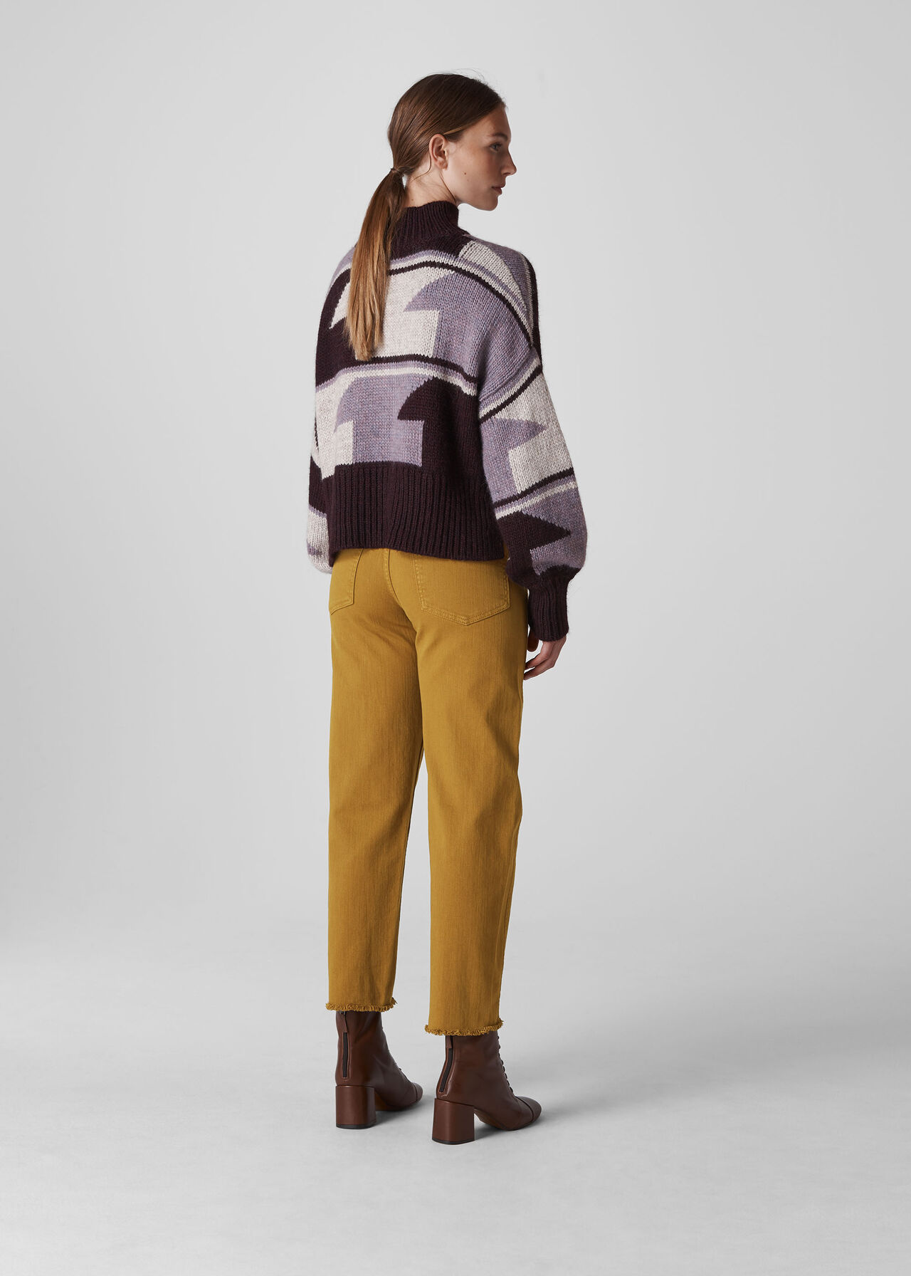 High Waist Barrel Leg Jean Camel