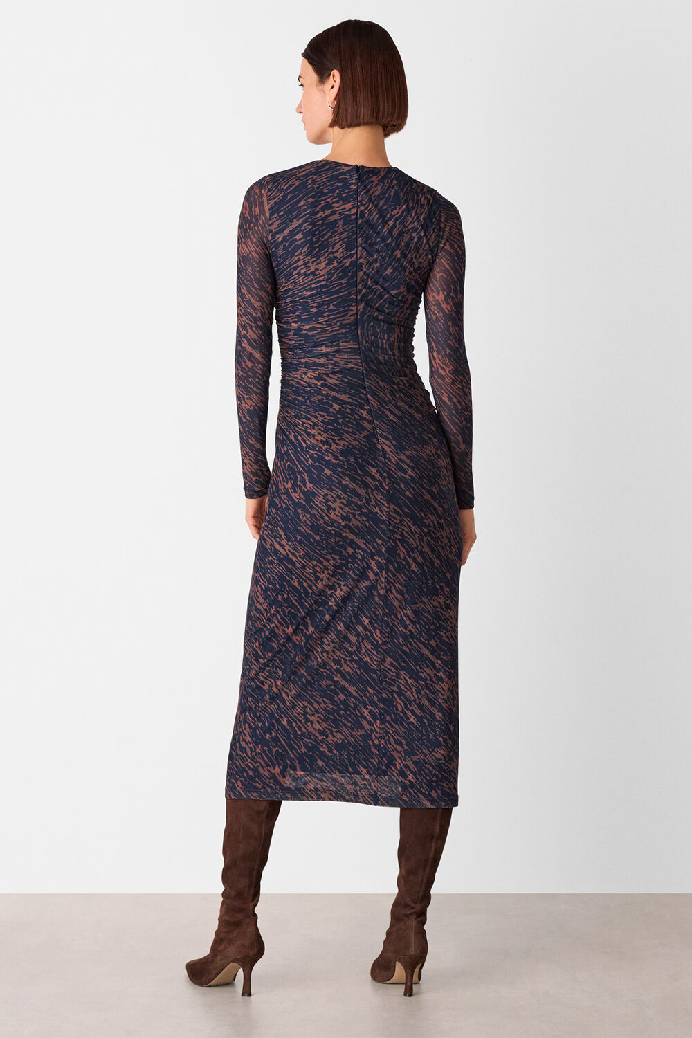 Navy Abstract Marks Mesh Dress