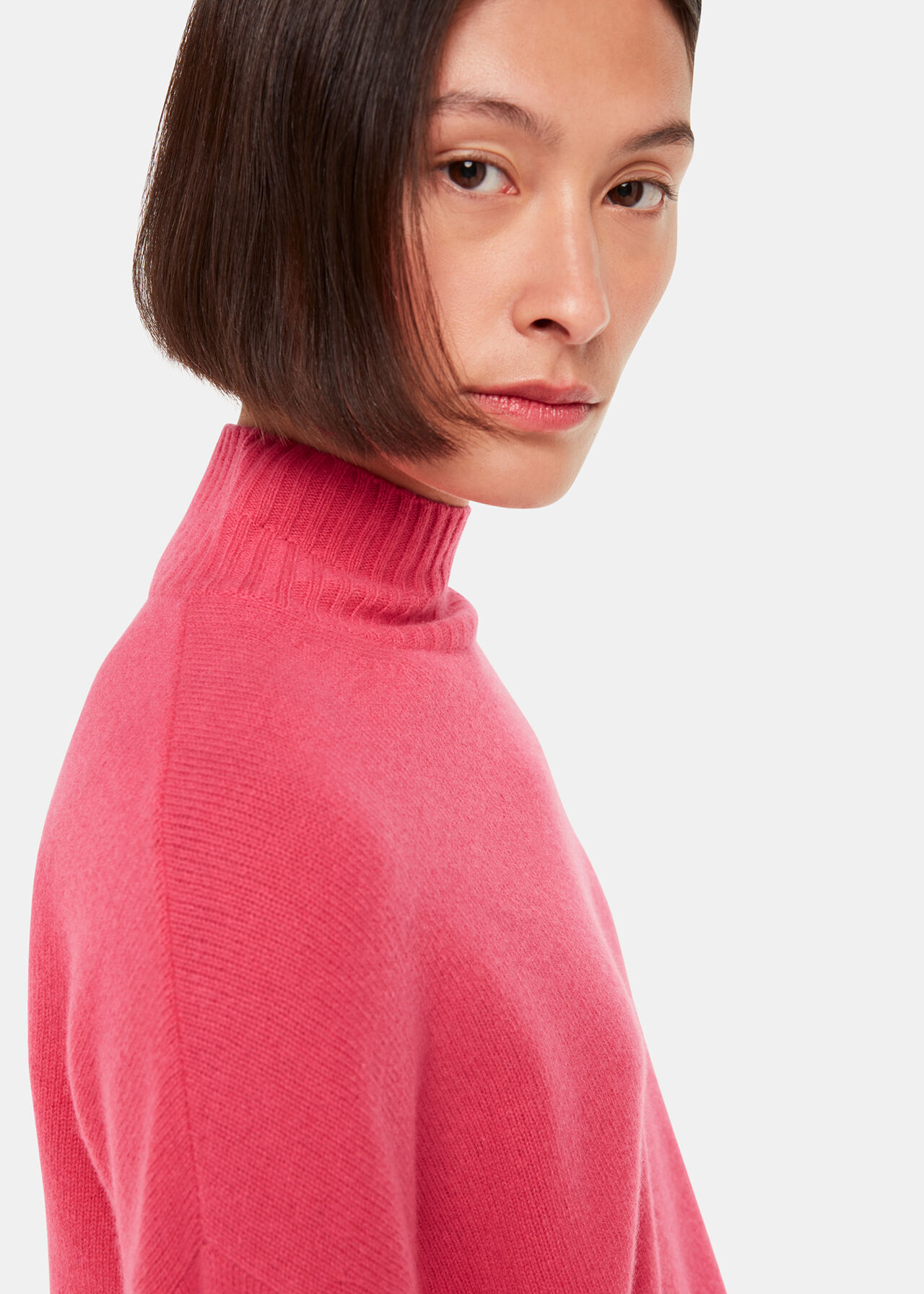 Wool Double Trim Funnel Neck