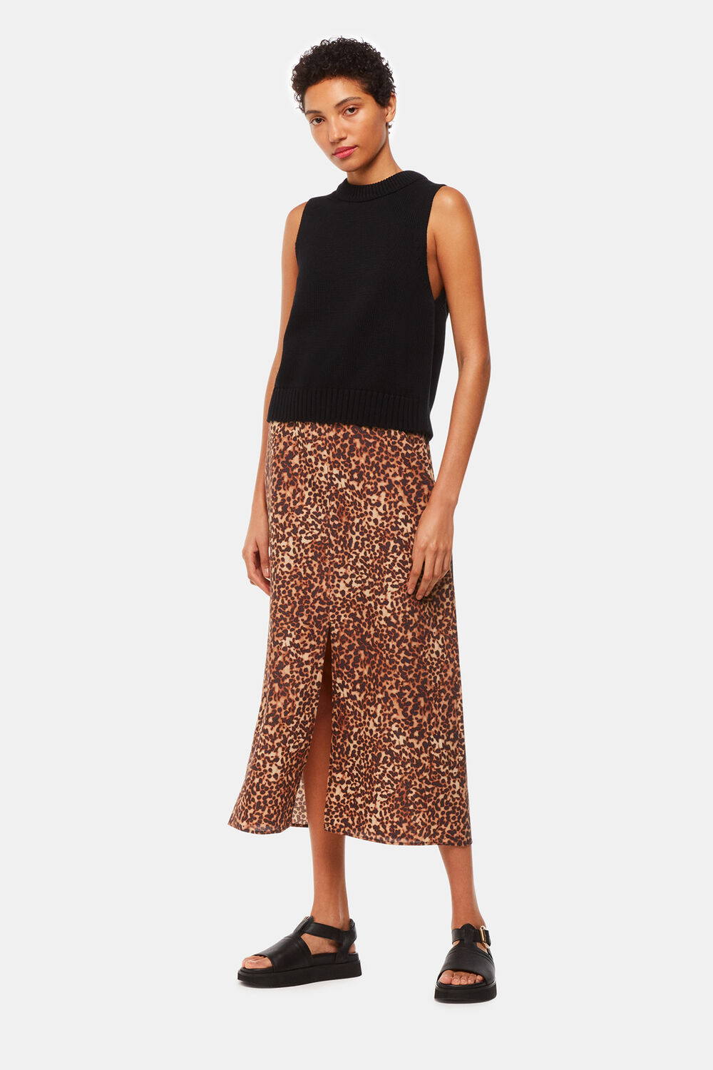Multicolour Marble Spot Front Split Skirt
