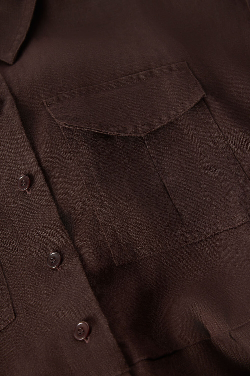 Chocolate Pocket Detail Linen Playsuit