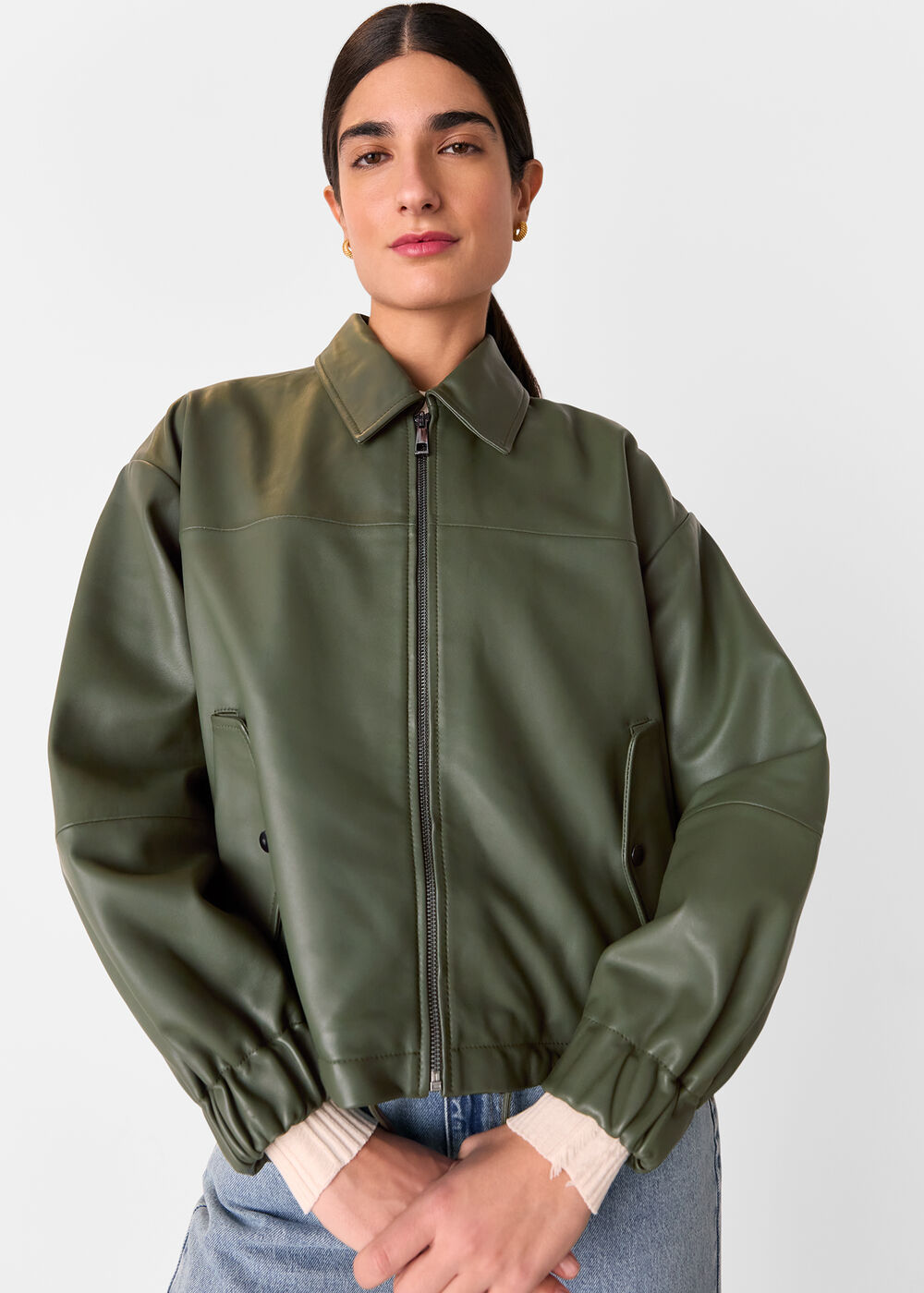 Frida Leather Bomber Jacket