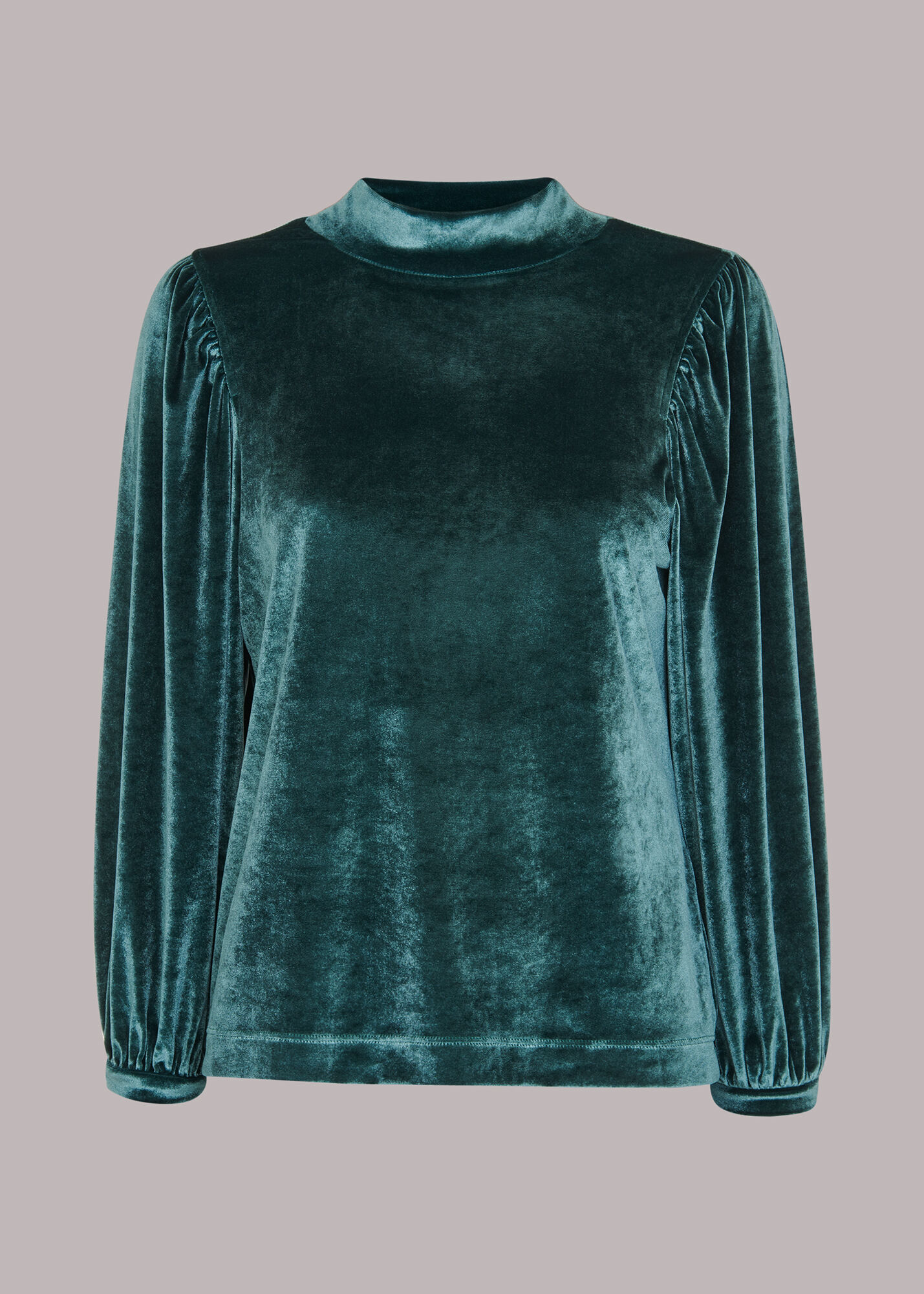 Dark Green High Neck Velvet Top
