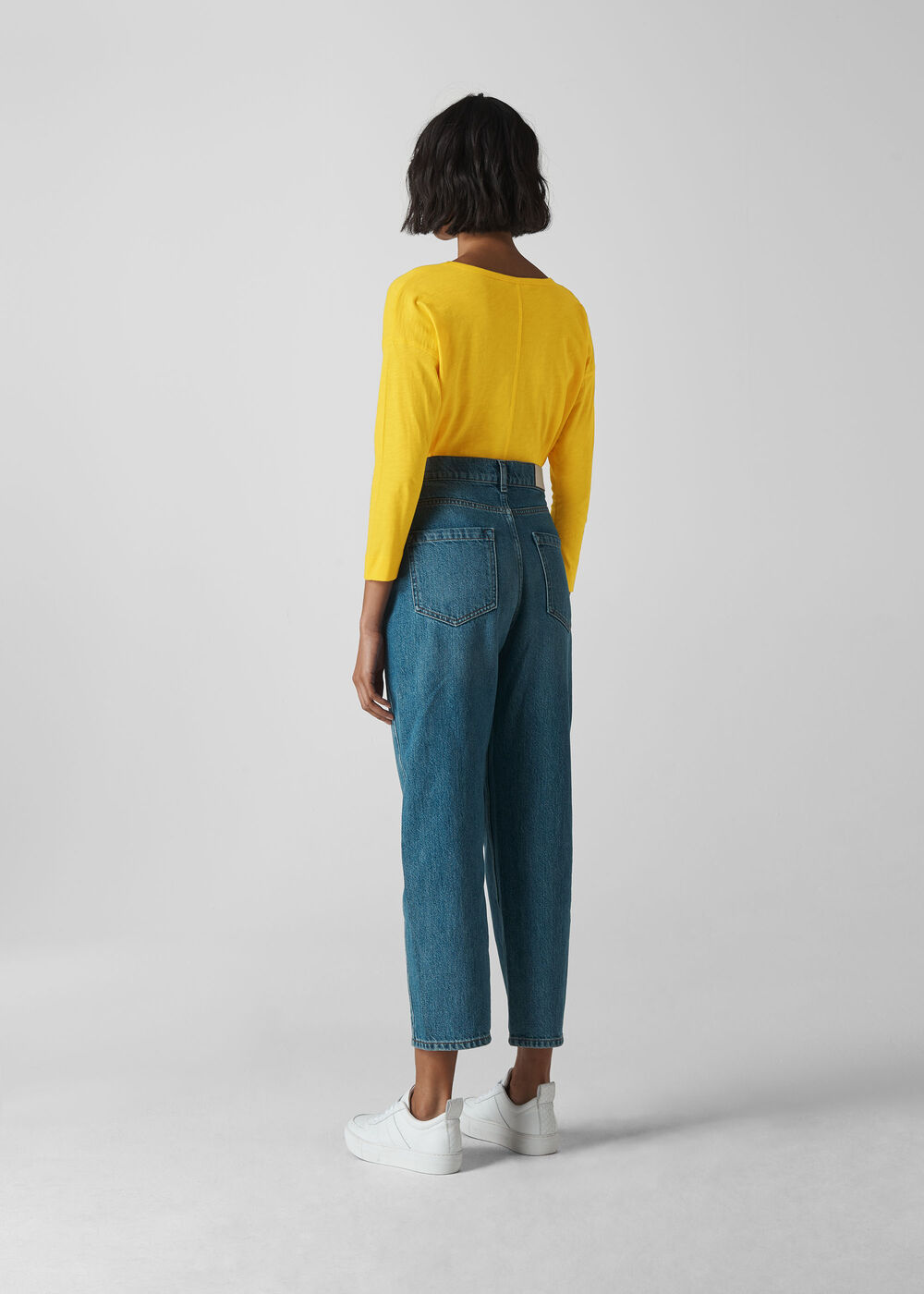 Cotton Scoop Neck Top Yellow