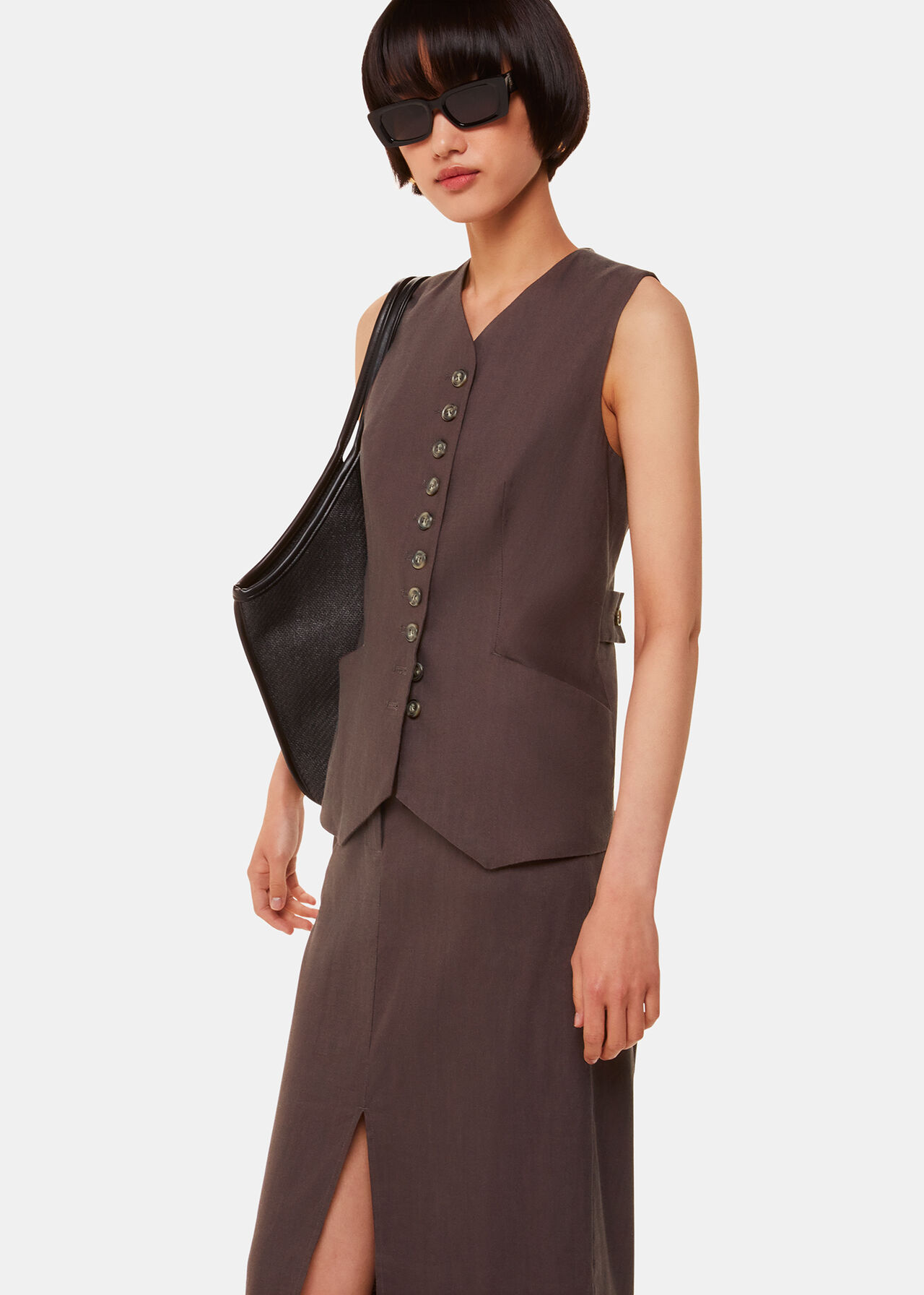 Mila Linen Blend Midi Skirt