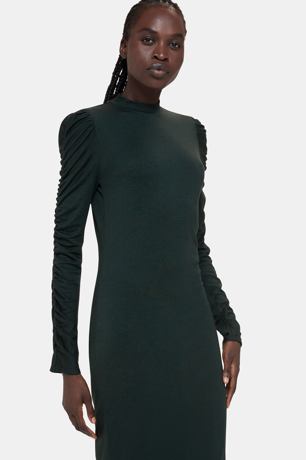 Ruched Sleeve Jersey Dress