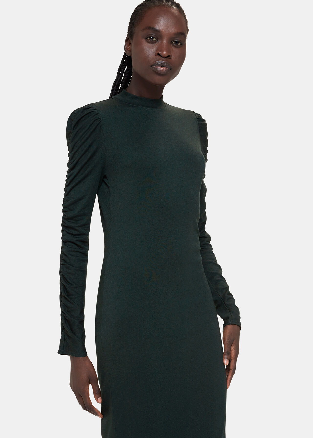 Ruched Sleeve Jersey Dress