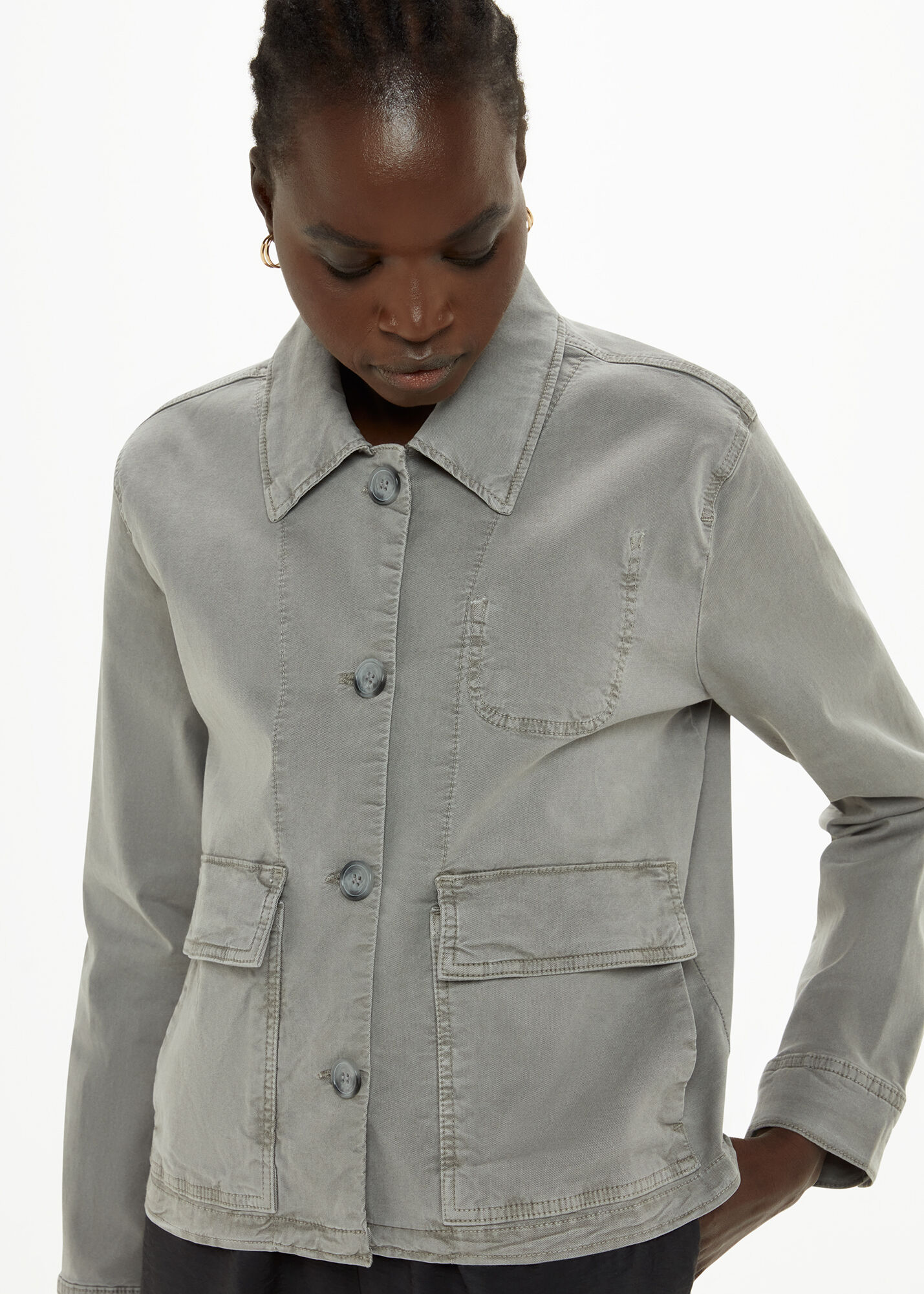 Casual Jacket in Khaki with Front Pockets Whistles