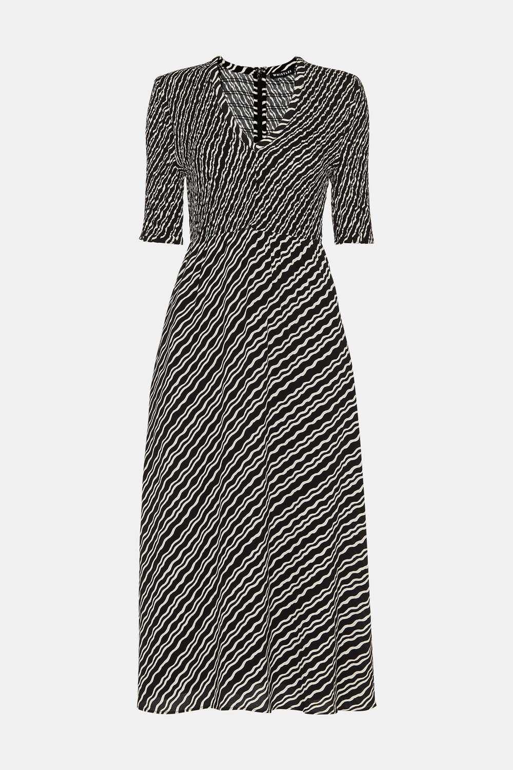 Diagonal Ripple Shirred Dress