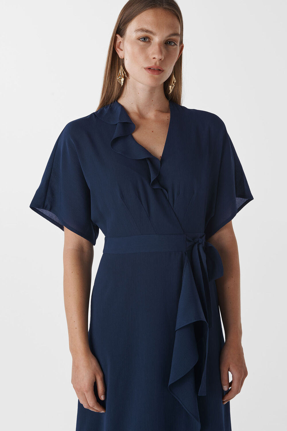Nova Frill Wrap Maxi Dress Navy