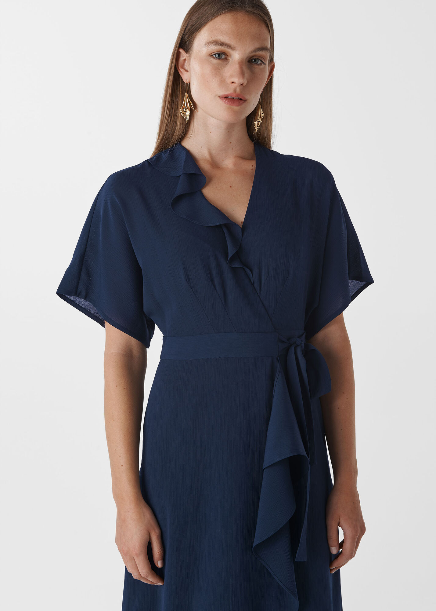 Navy Nova Frill Wrap Maxi Dress WHISTLES Whistles