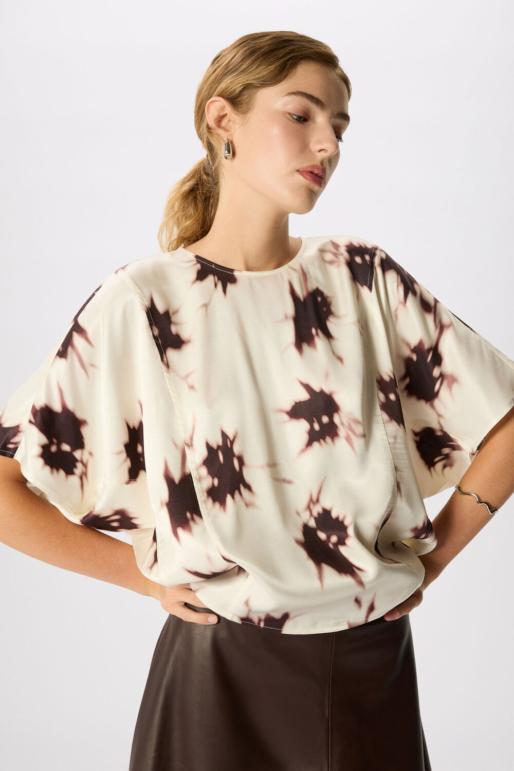 Ivory Shadow Floral Viscose Blouse