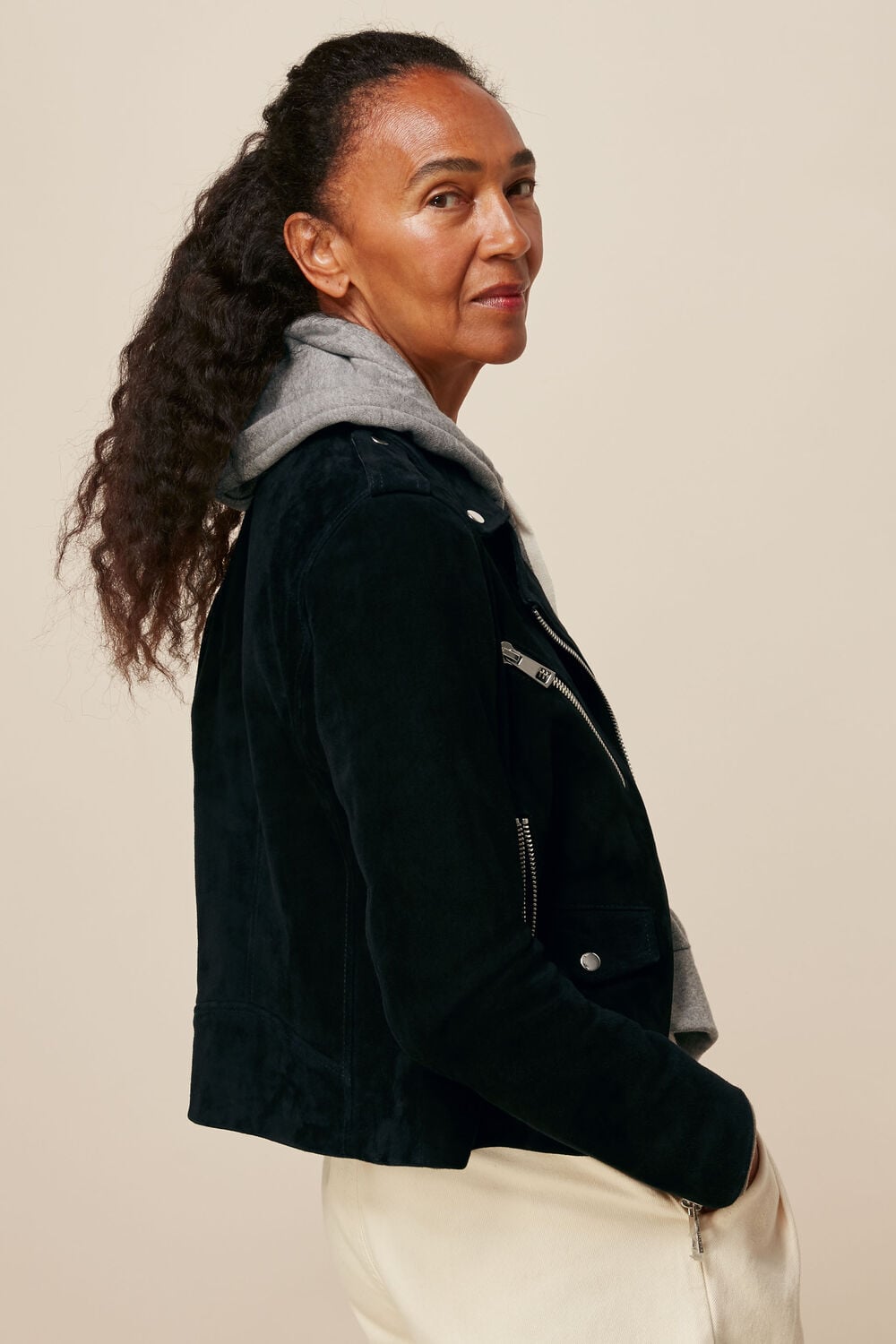 Suede Agnes Leather Jacket Black