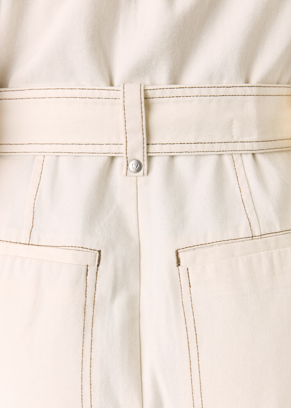 Petite Denim Pintuck Belted Jumpsuit