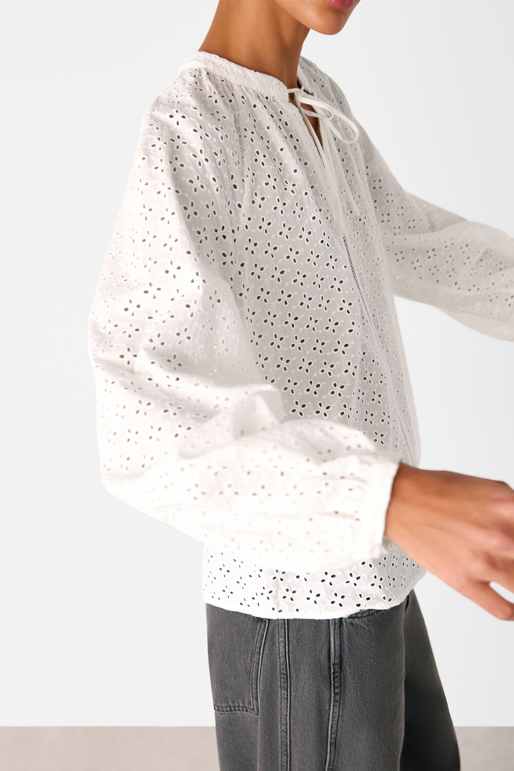 Broderie V Neck Blouse