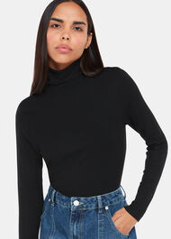 Shop the Black Ribbed Roll Neck Top at Whistles | Week Day Essential