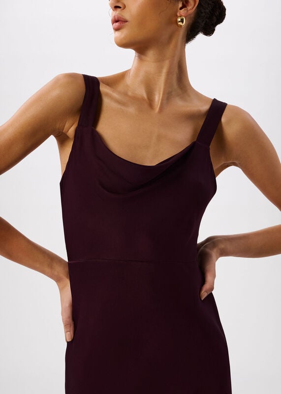 Chocolate Thea Cowl Satin Maxi Dress