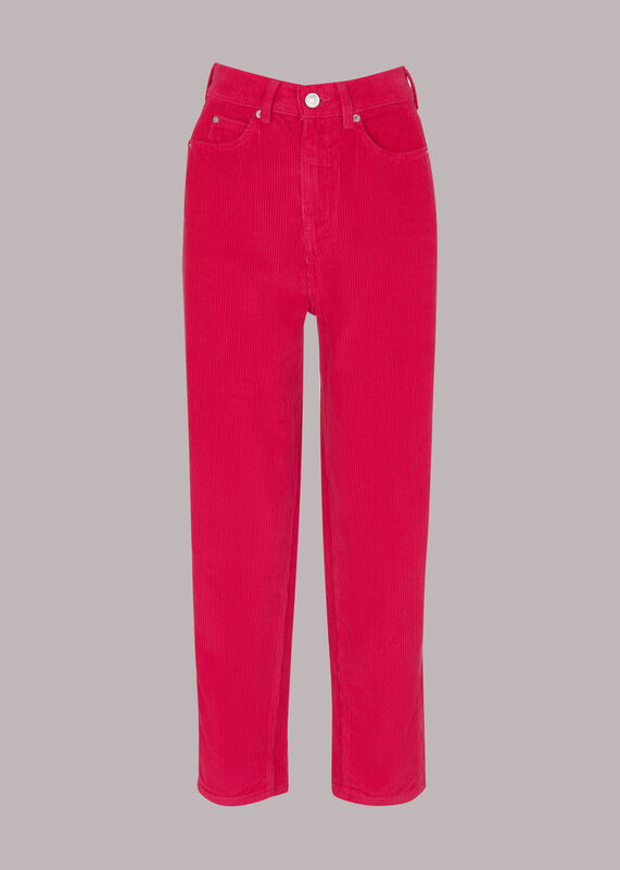 High Waist Cord Barrel Jean