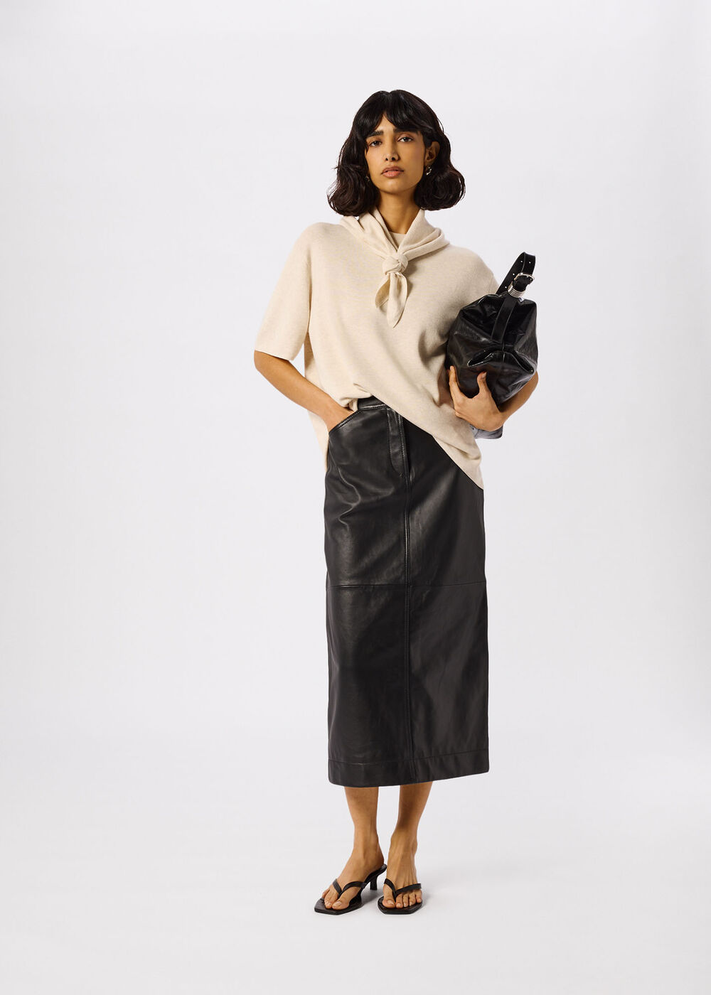 Jamie Leather Midi Skirt