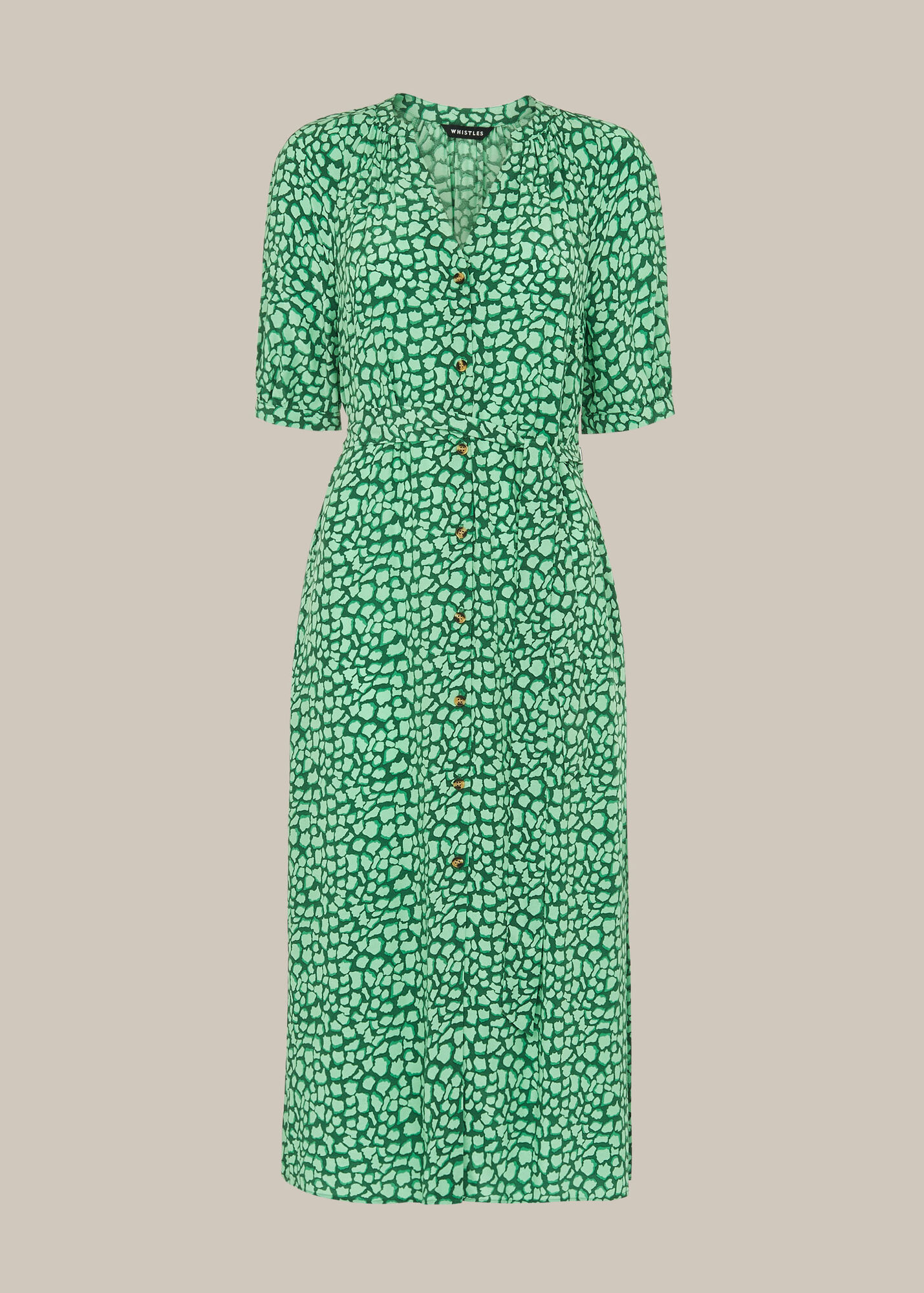 Green/Multi Olivia Giraffe Midi Dress WHISTLES