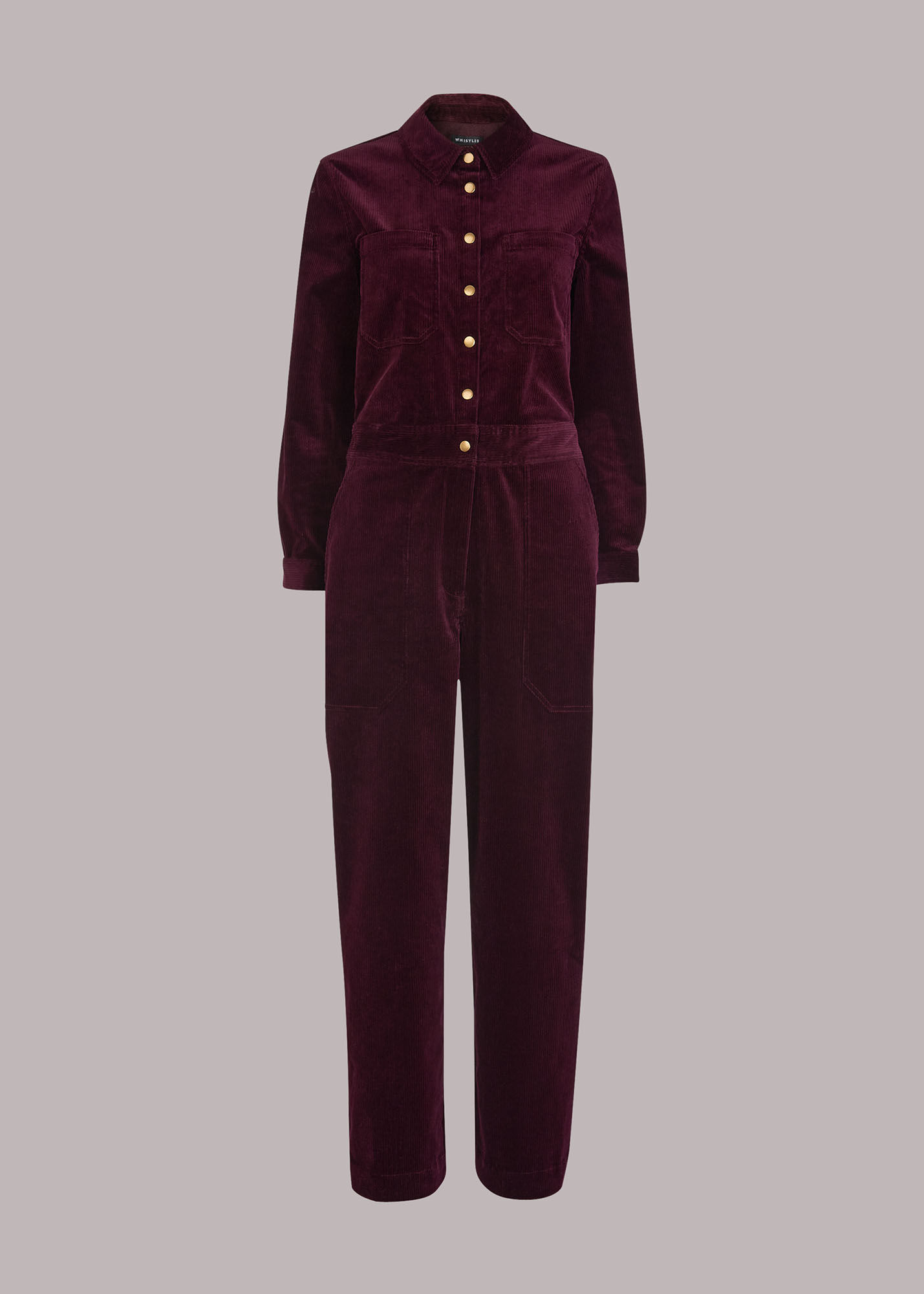 Burgundy Gabby Corduroy Jumpsuit WHISTLES
