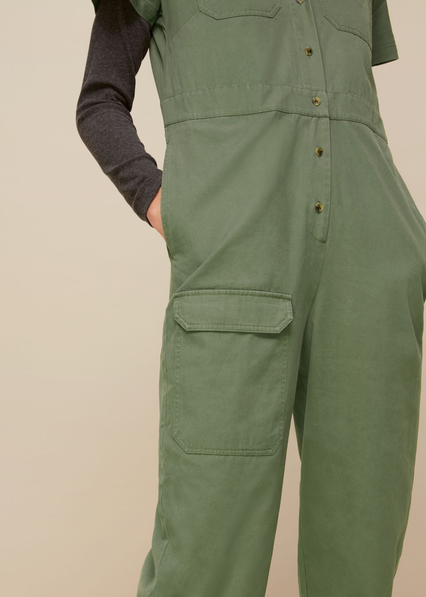 Khaki Elba Utility Jumpsuit WHISTLES