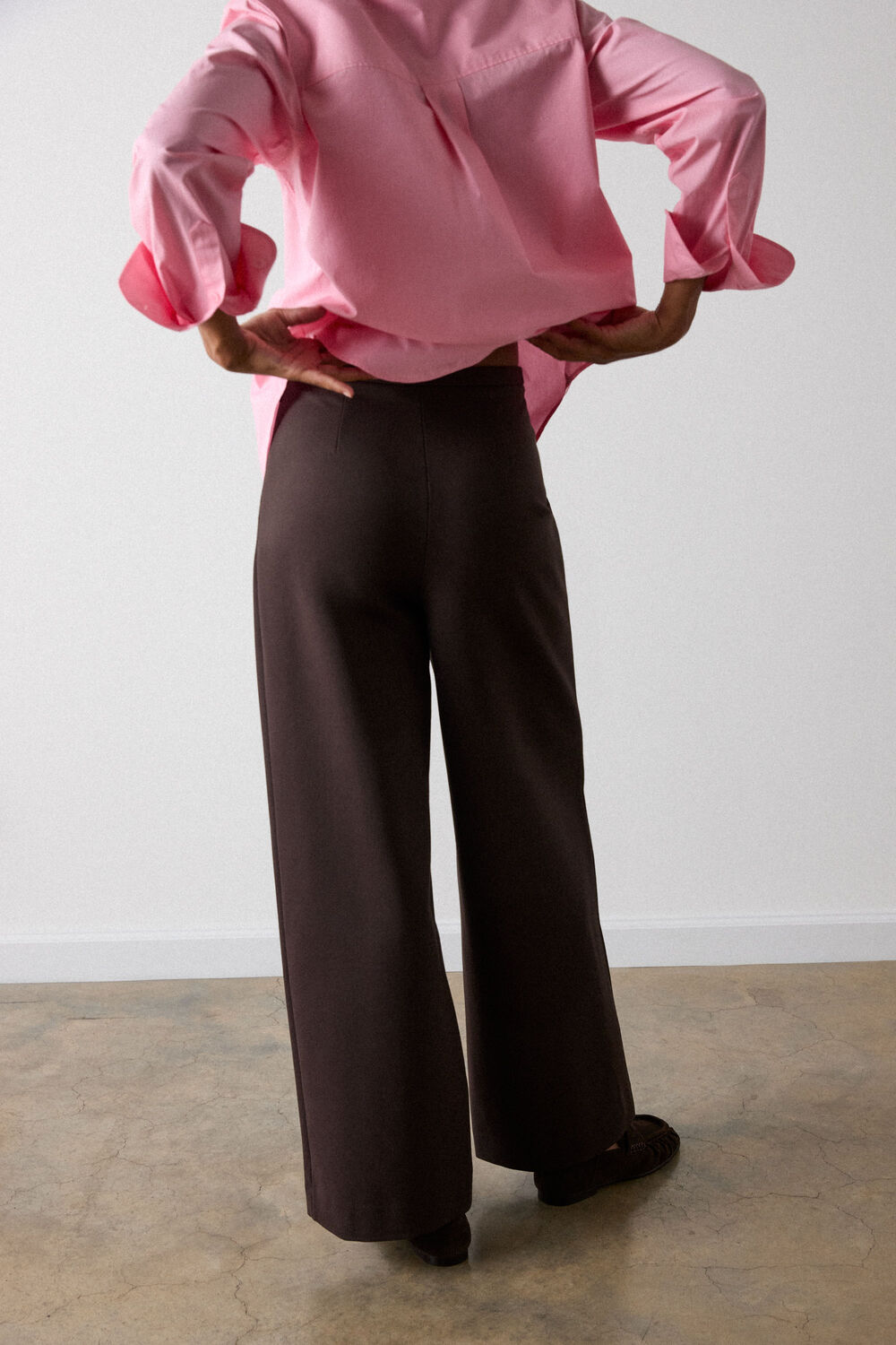 Brown Ponte Wide Leg Trouser